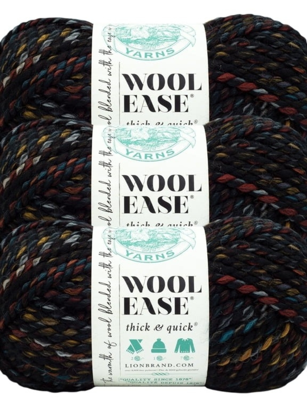 Lion Brand Wool Ease Thick & Quick Yarn Oil Slick Lot of 3 Super Bulky Wool